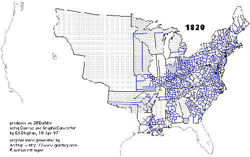 Us Map In 1820