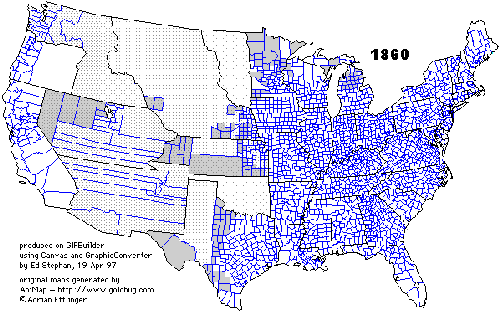 Us Map In 1860