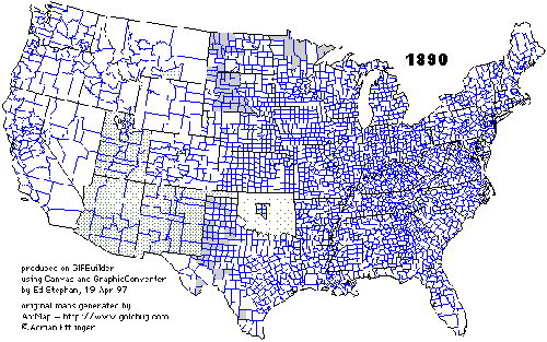 United States Map 1890