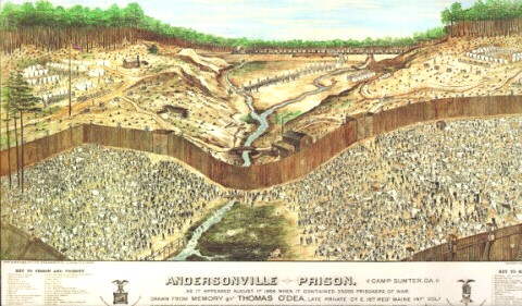 Drawing of Andersonville by Thomas O'Dea, ex-prisoner