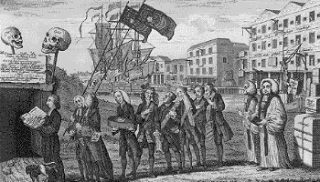 Image of an 18th-century political cartoon about the demise of the Stamp Act